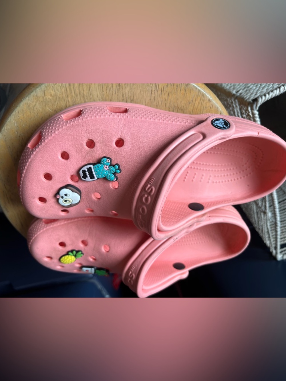 CROCS Women’s Classic Clog in Coral Pink with Jibbitz